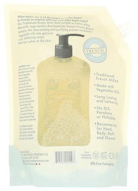 A LA MAISON refill pouch back label with ingredients and origin details