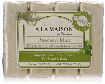 A LA MAISON front packaging showing four rosemary mint bars and value pack benefit