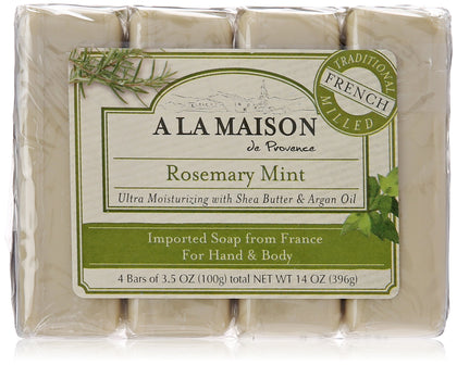 A LA MAISON front packaging showing four rosemary mint bars and value pack benefit