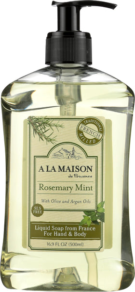 A LA MAISON front packaging highlighting rosemary mint scent and French origin benefits