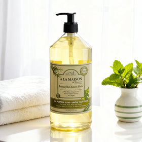 A LA MAISON creamy lather texture demonstrating gentle, moisturizing foam