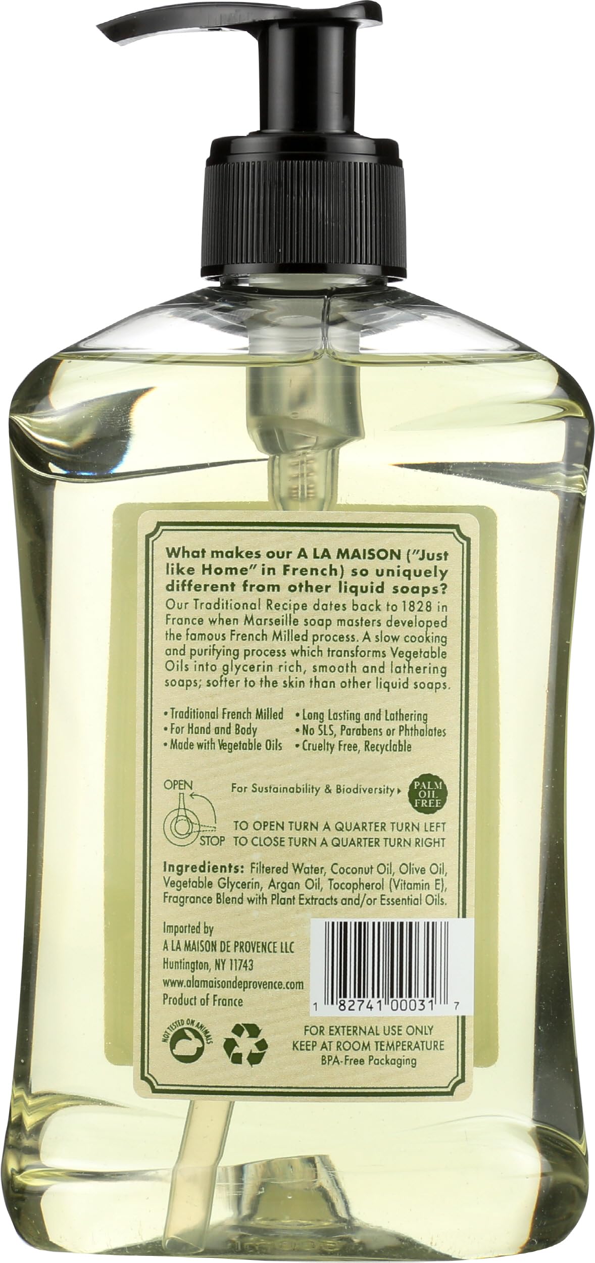 A LA MAISON pump dispenser ready to use with easy one-handed dispensing benefit