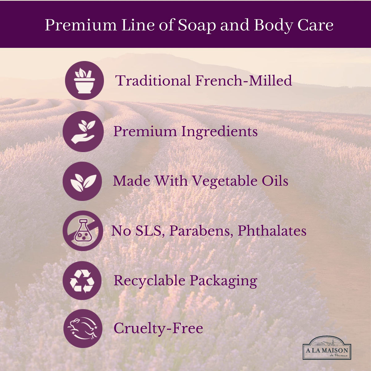 A LA MAISON ingredients display with vegetable oils showing plant-based benefit
