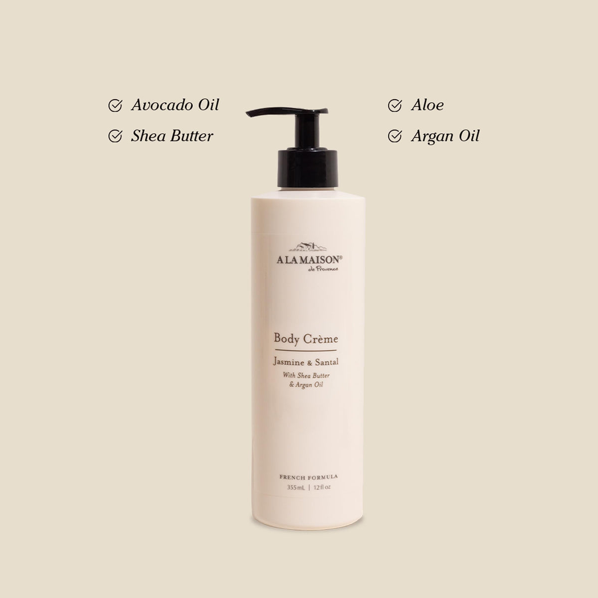 A LA MAISON close-up of creamy texture highlighting shea richness for smooth skin