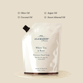 A LA MAISON close-up of creamy lather texture showing nourishing oils