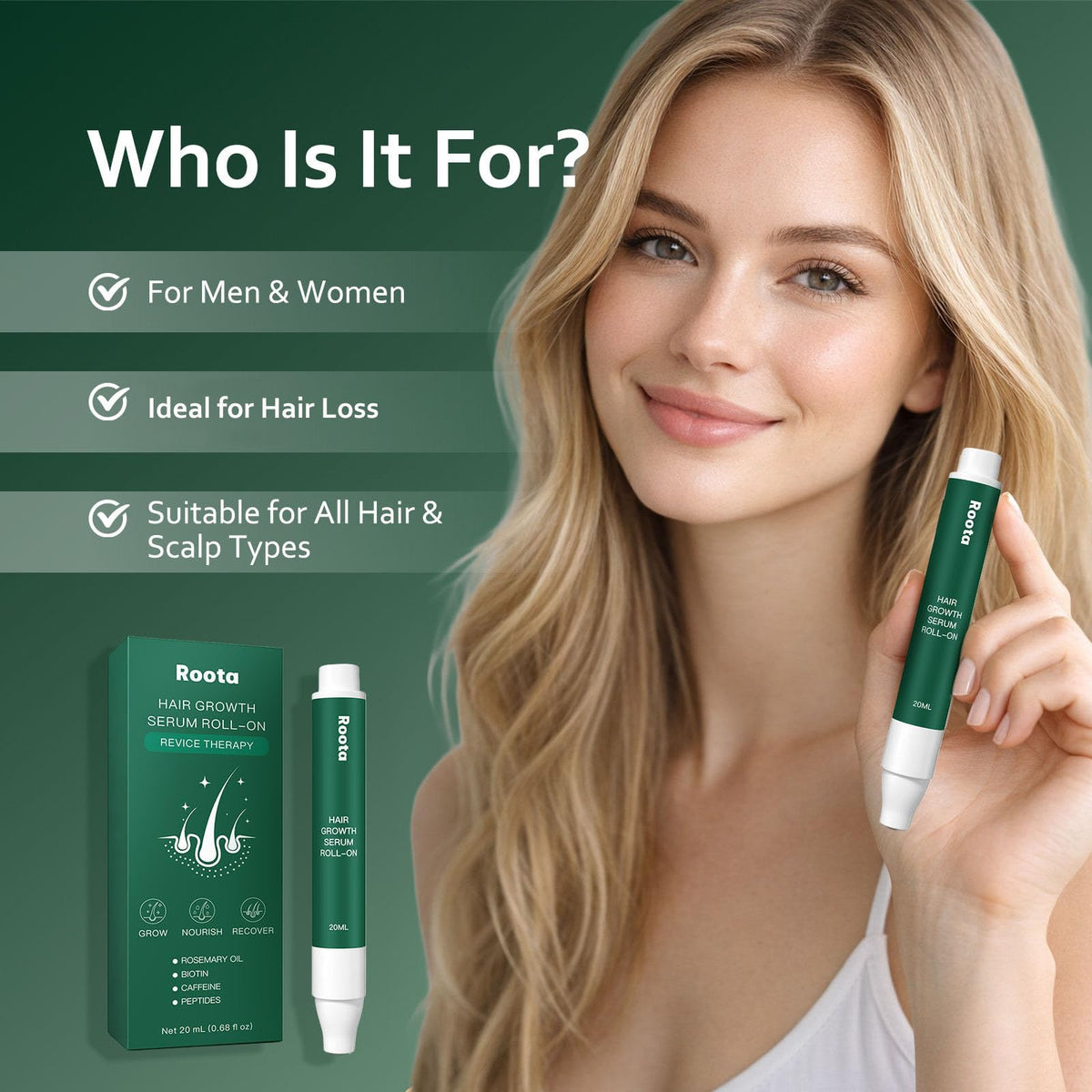 Aacnre Roota bottle held in hand to show compact 20ml scale and travel convenience