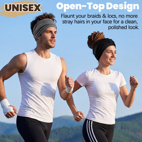 Ababalaya model running outdoors wearing turban that stays secure during exercise