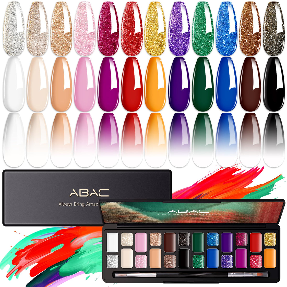 ABAC front packaging showing 24-color kit and portability benefit