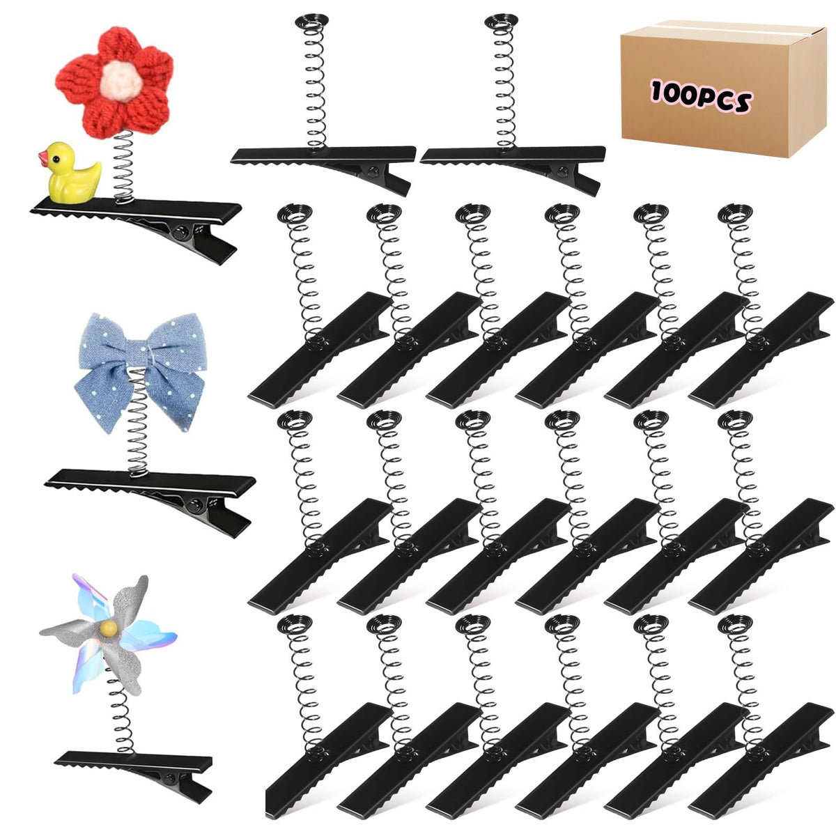Abaodam front packaging showing 100 black duckbill clips for crafting and styling