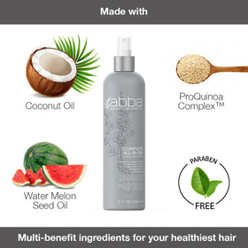 ABBA leave‑in texture on hand showing lightweight, non‑greasy finish
