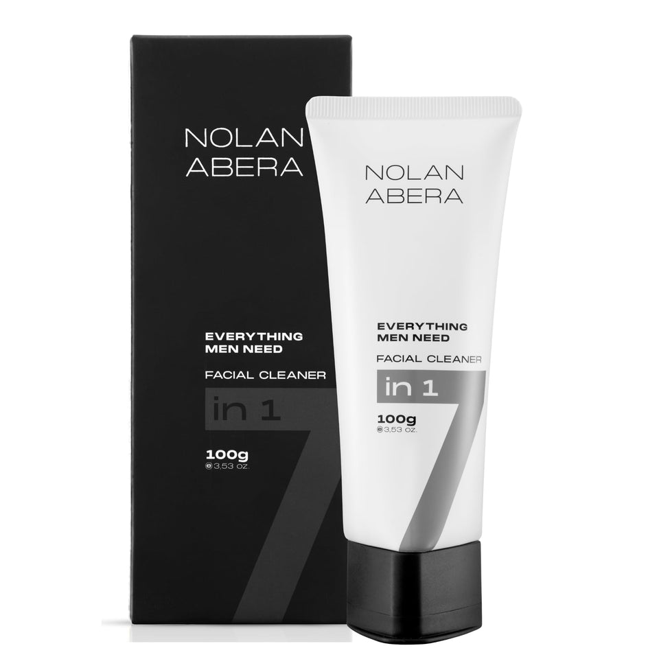 ABERA Nolan front packaging showing bottle and branding, promotes clear skin