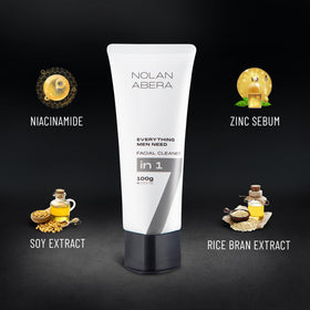 ABERA Nolan creamy foam texture on fingertips for gentle, effective cleanse