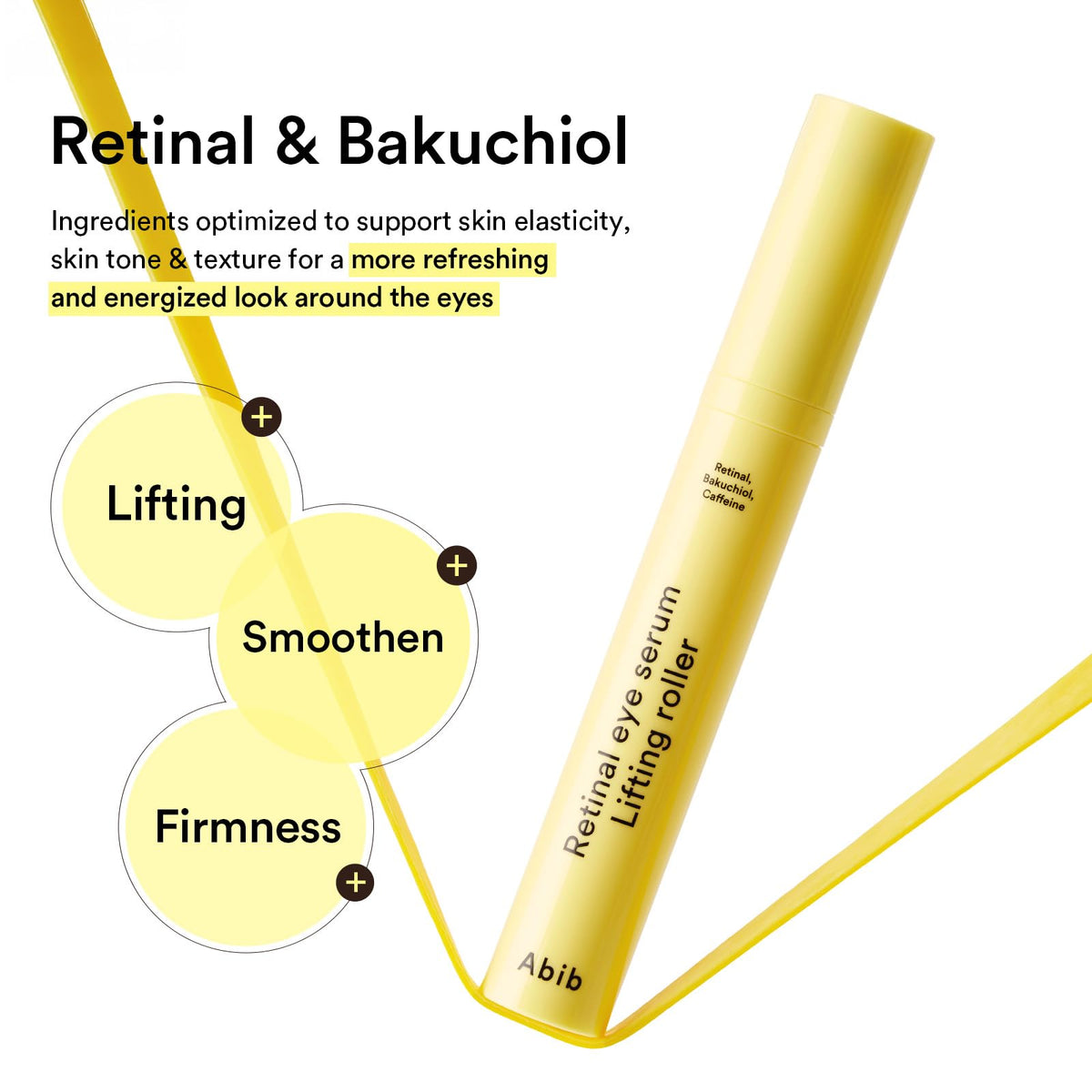 Abib application under-eye demonstration using roller for targeted depuffing benefit