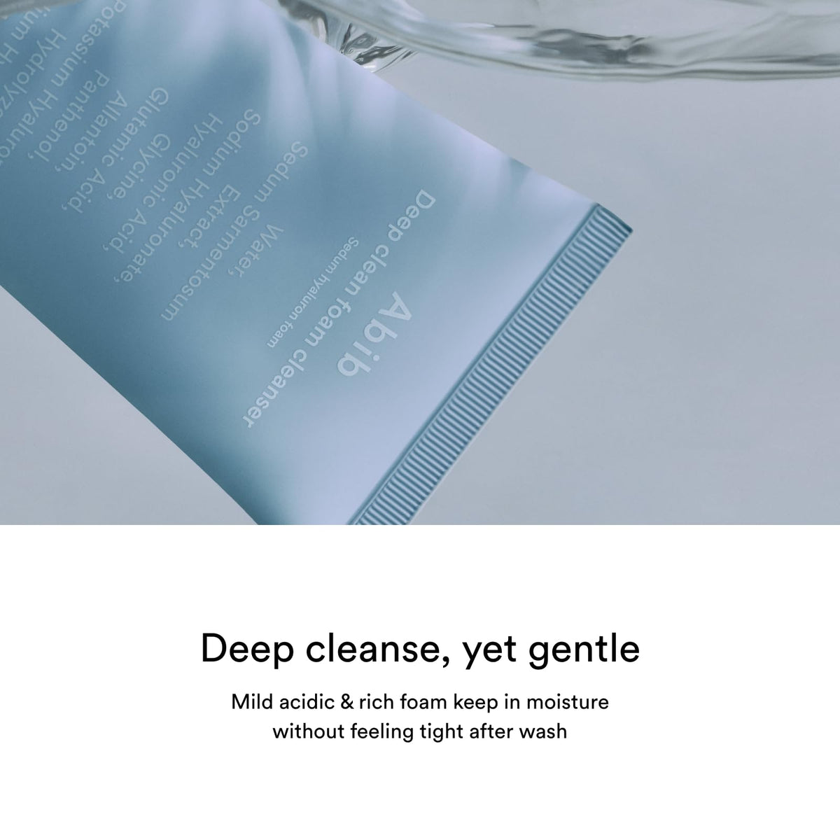 Abib creamy foam texture close-up illustrating rich lather and gentle cleanse