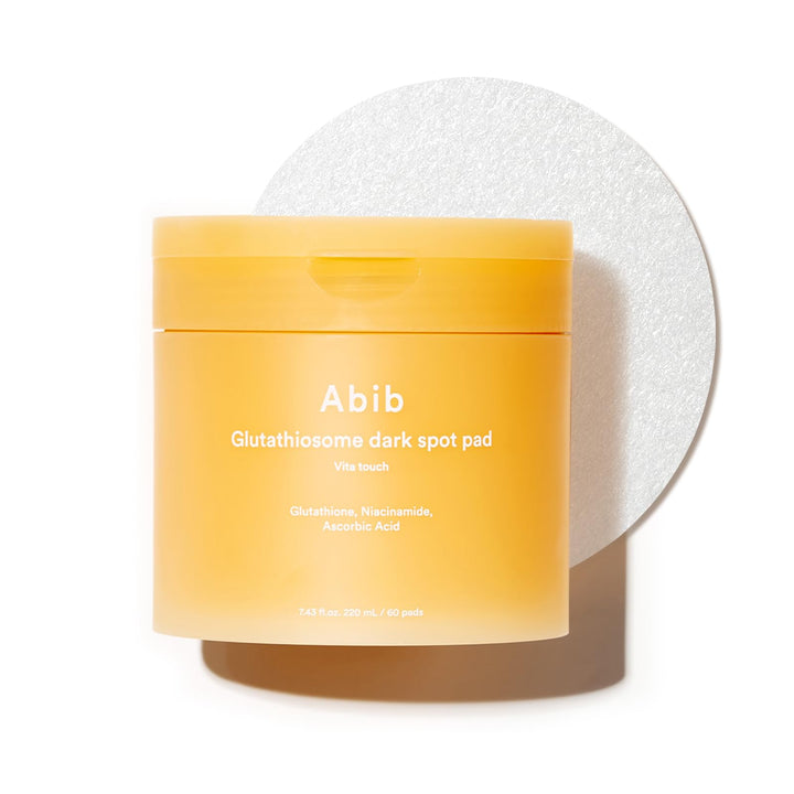 Abib front packaging showing brightening toner pads and brand clarity