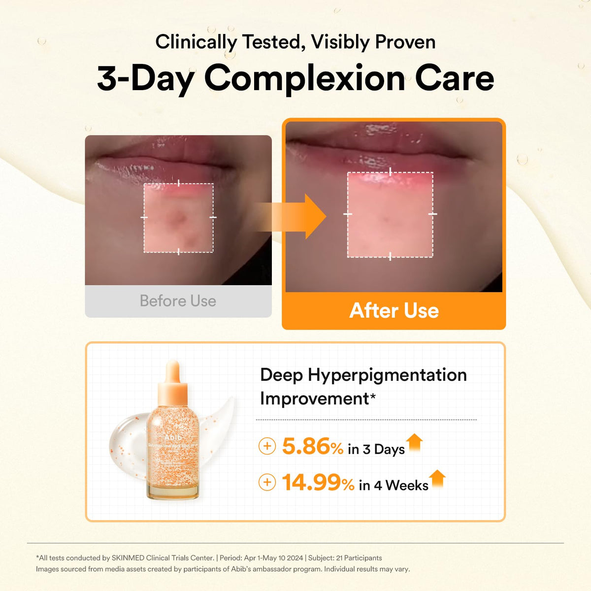 Abib ingredients label with glutathione and niacinamide, emphasizes active benefits