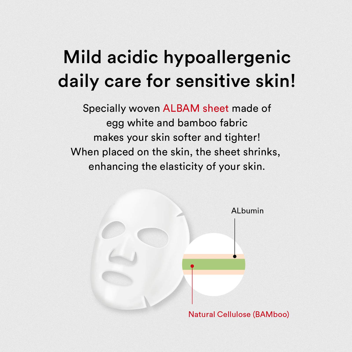 Abib mask applied in use calming skin and improving comfort