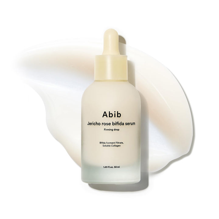 Abib bottle front view showing product and firming benefits