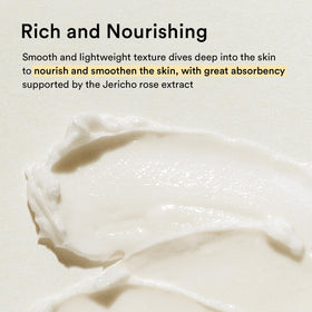 Abib Jericho Rose Cream next to Jericho Rose extract emphasizing nourishing formula