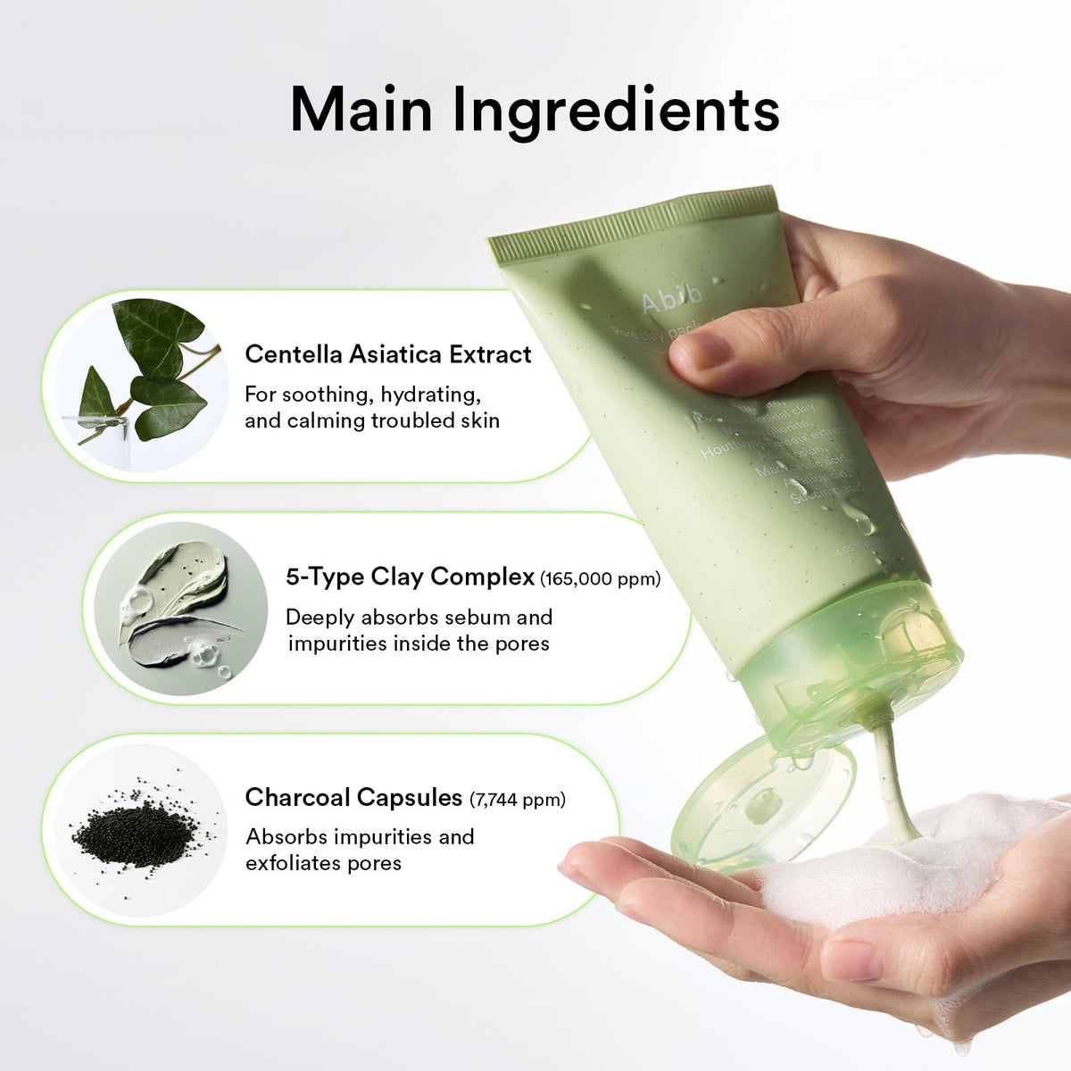 Abib label close-up showing ingredient list and unscented claim benefit