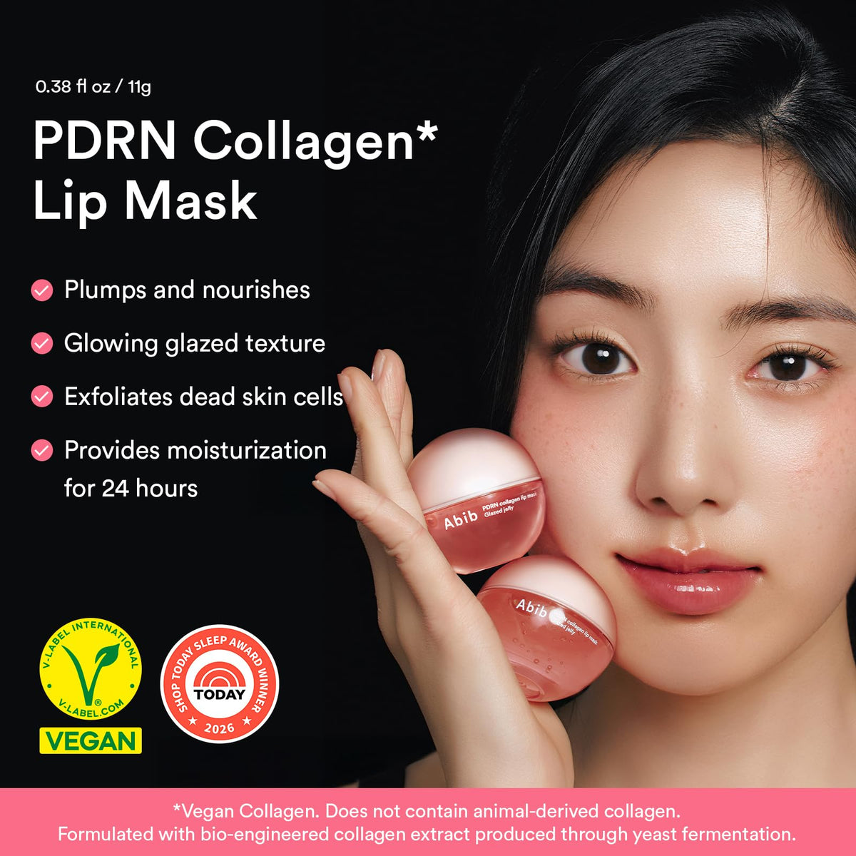 Abib overnight mask on model at bedtime conveying restorative evening use