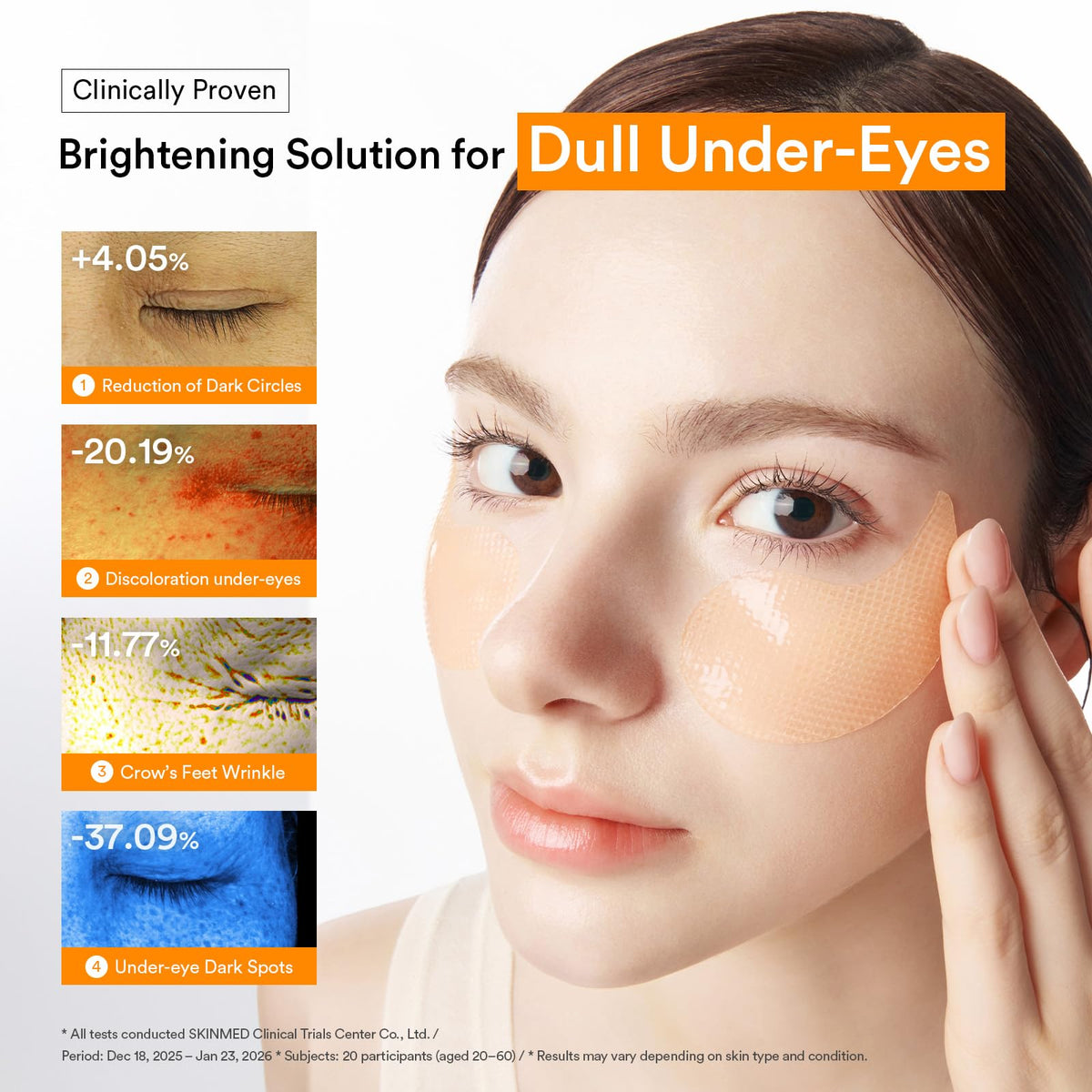 Abib patches on forehead and smile line showing multi-area tone correction benefits