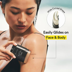 Abib sunstick applied over makeup to refresh protection without smudging