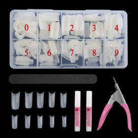Abodhu front packaging showing full 500-piece nail kit and tools for convenience