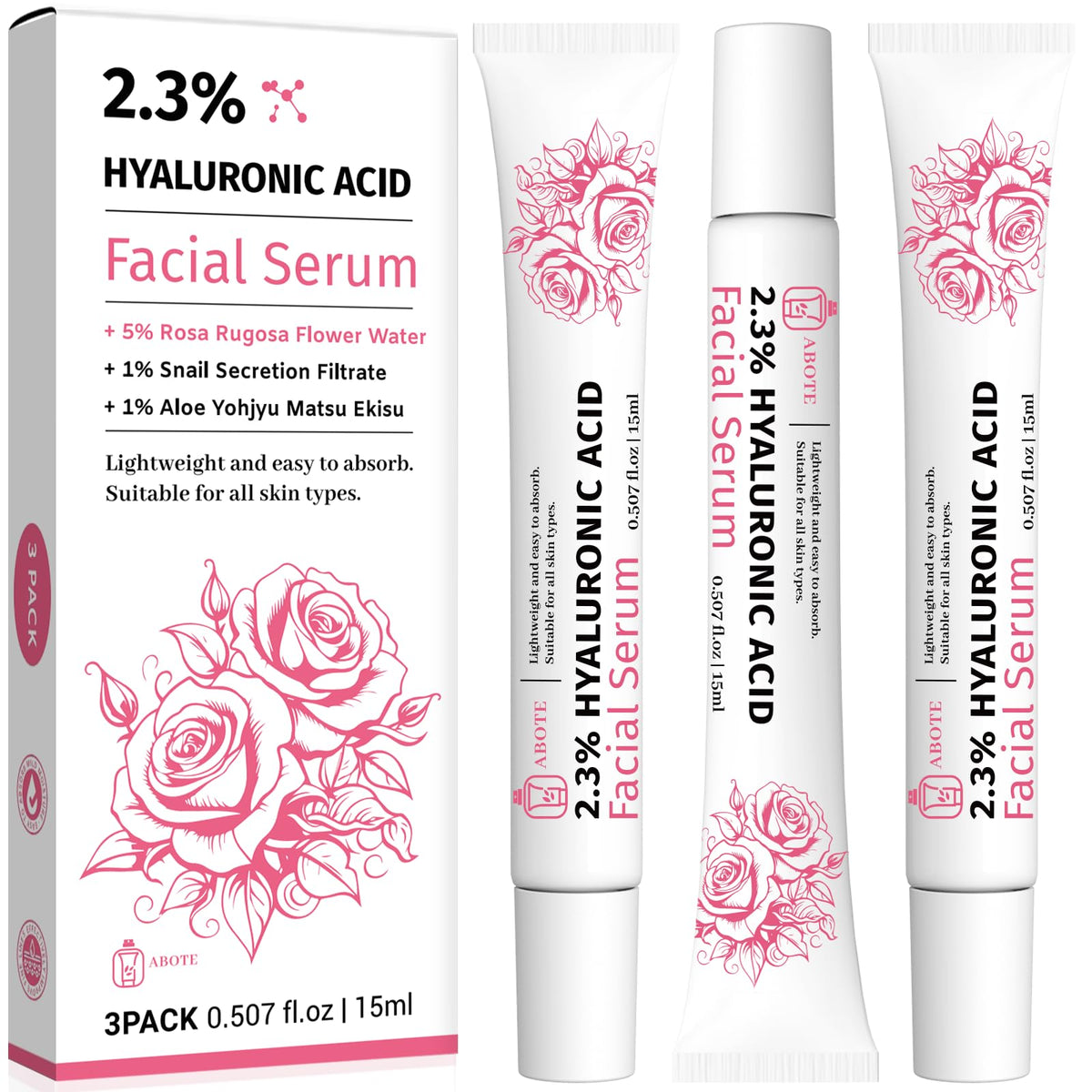 ABOTE front packaging 3-pack showing travel-friendly tubes and product benefits