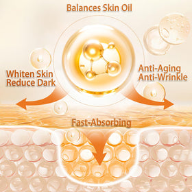 ABOTE ingredient label detail, highlights niacinamide and vitamin C