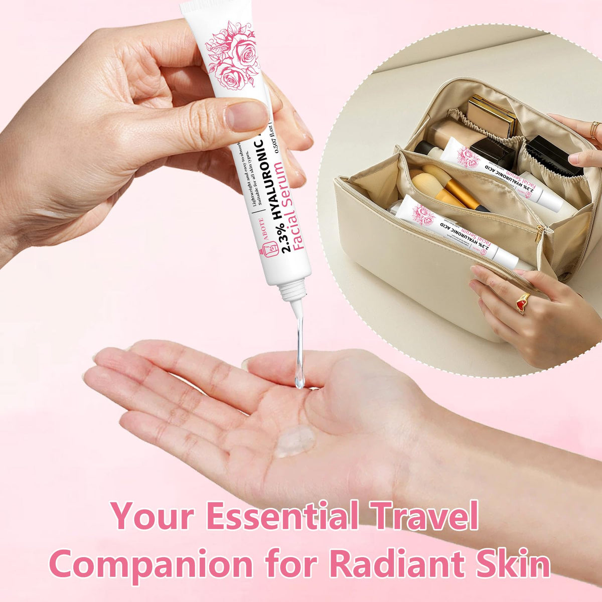 ABOTE 15g tube beside common items to show compact travel size benefit