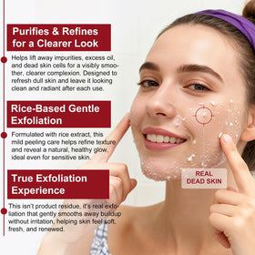 ABOUME applying product to face showing gentle exfoliation and clearer pores