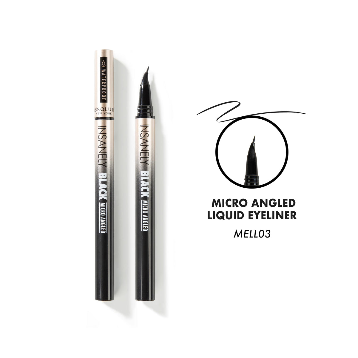 Absolute New York close-up of angled flexible tip enabling controlled strokes