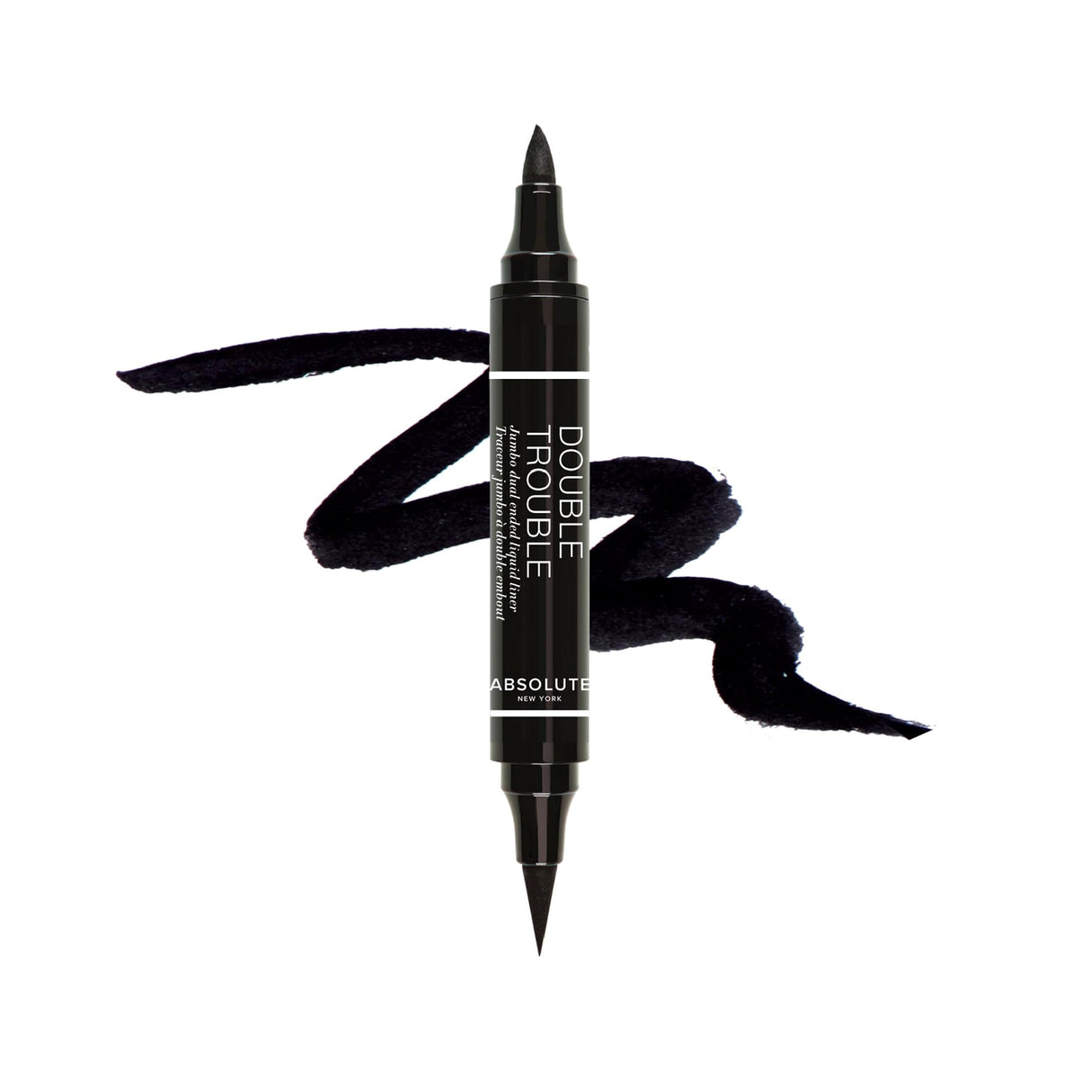Absolute New York front view of Double Trouble Liner showing sleek pen and label, precise makeup tool benefit