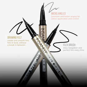 Absolute New York true-black swatch on skin demonstrating rich pigment payoff