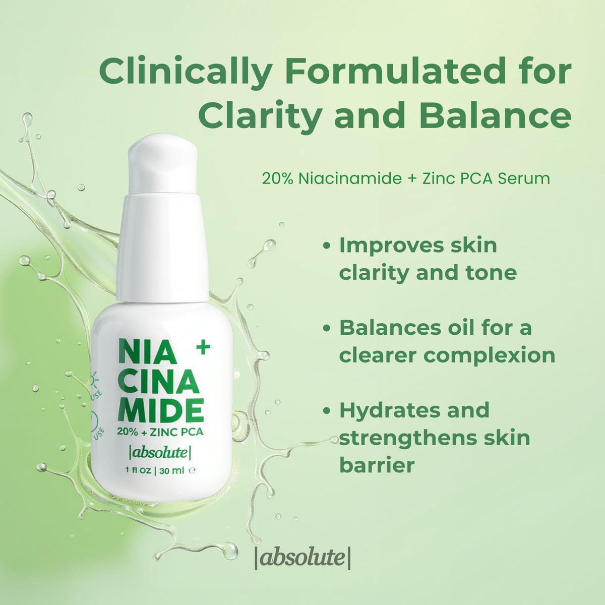Absolute dropper dispensing serum illustrating controlled application benefit