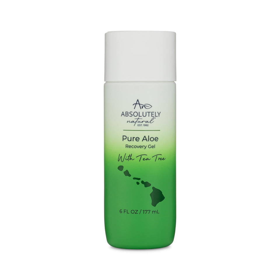 Absolutely Natural front packaging 6 oz showing clear aloe gel and branding for reassurance