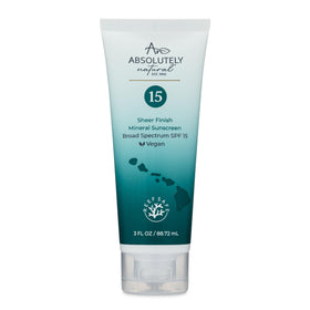 Absolutely Natural front packaging showing SPF 15 protection and compact size