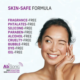 absonic label closeup listing hyaluronic, collagen, niacinamide benefits
