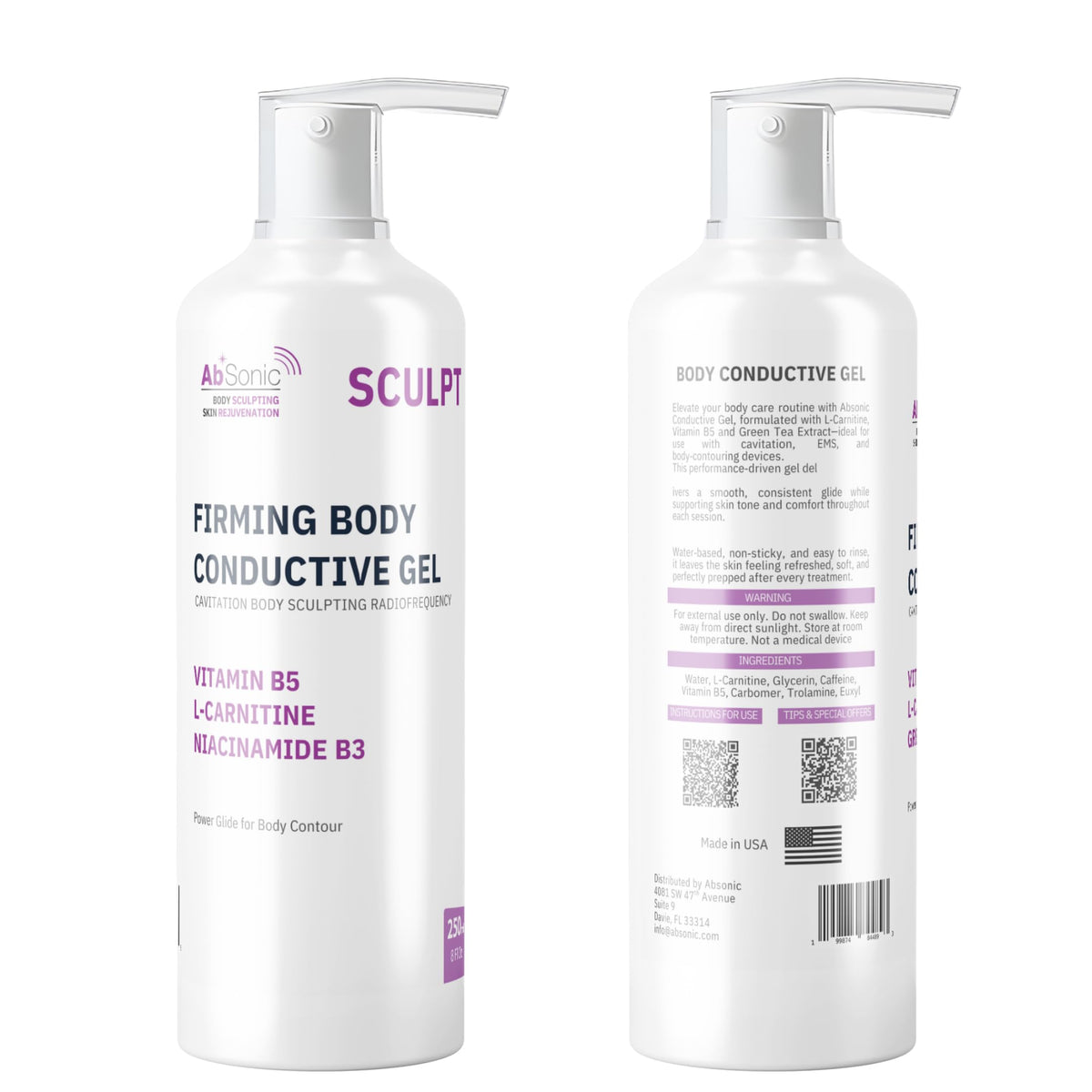 Absonic gel bottle in spa setting suggesting calming, device-compatible routine