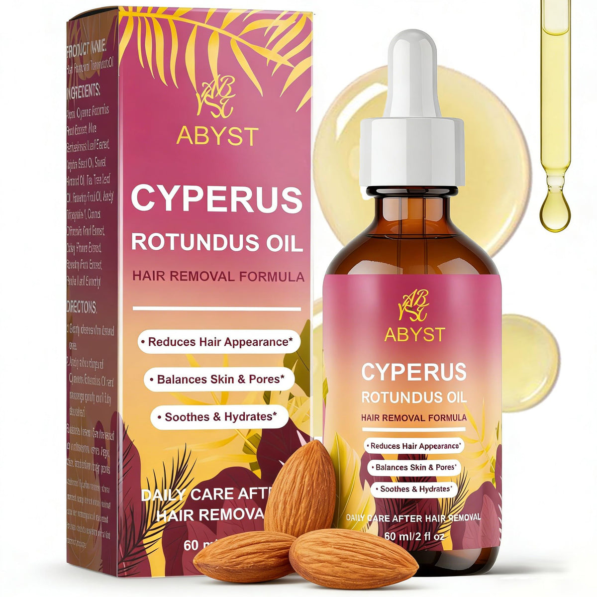 ABYST bottle front label showing product name and benefits for hair care