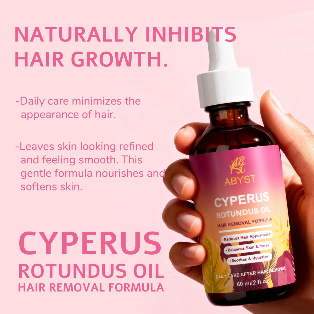 ABYST label close-up showing ingredients and natural plant extract feature