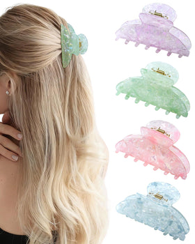 ACECHA front view of four colorful claw clips showing compact set and glossy finish