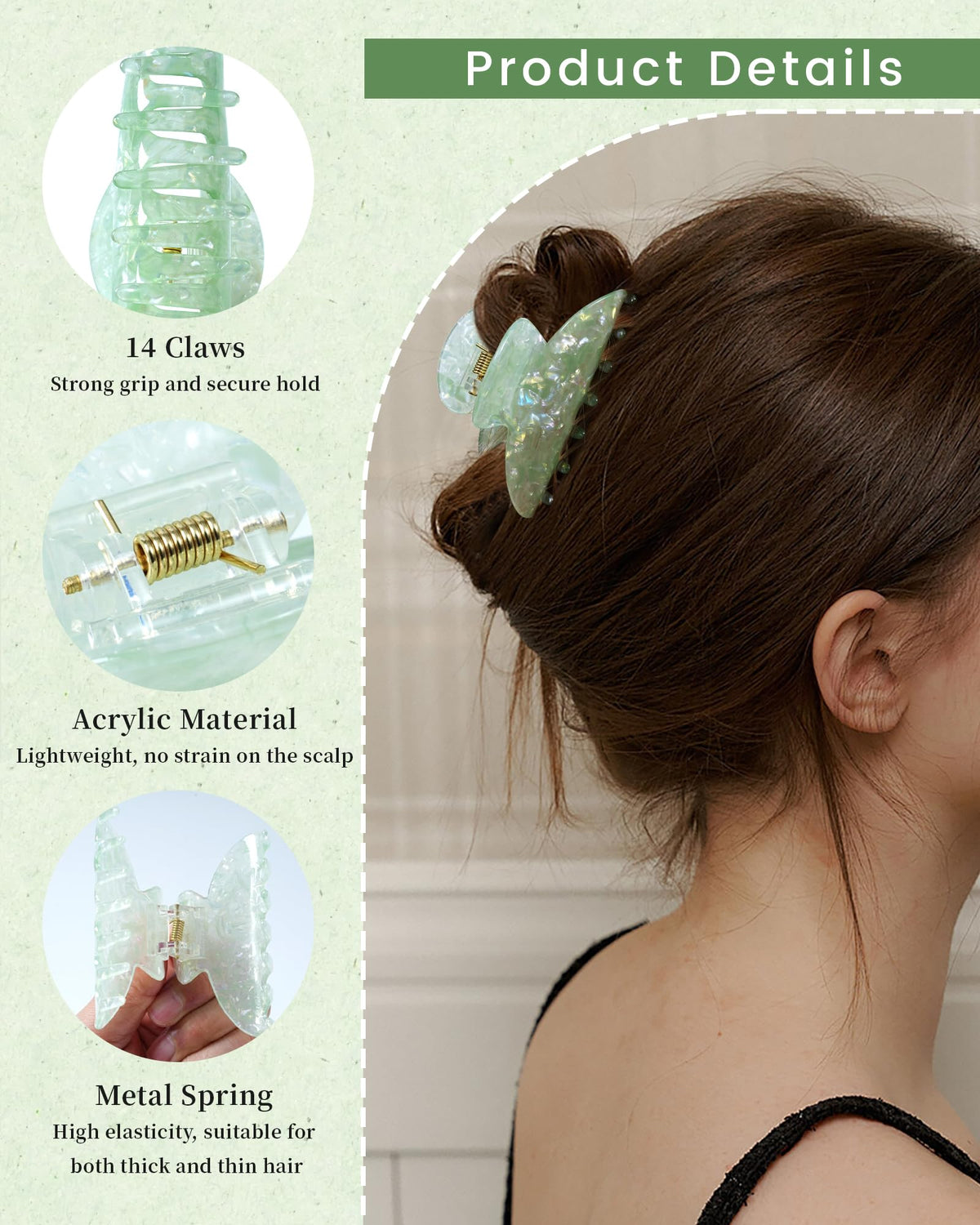ACECHA half-up hairstyle wearing clip showing polished style and easy use