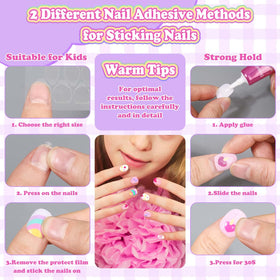 Acejoz child modeling press-on nails during playtime demonstrating fun, safe use