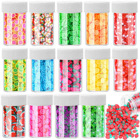 Acejoz front view of 15 clear containers showing organized fimo slices benefits easy selection