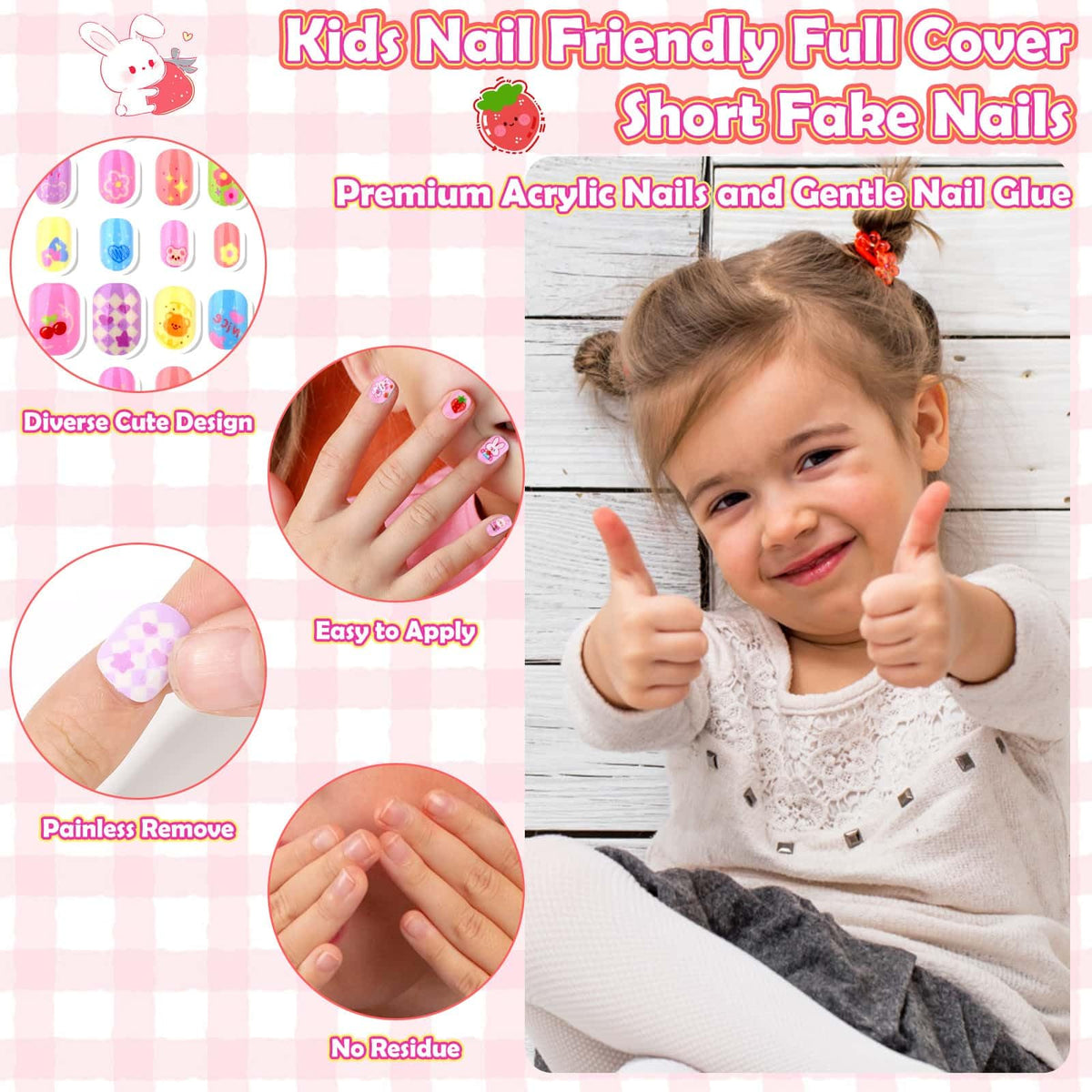 Acejoz child pressing a nail on showing quick, simple at-home application
