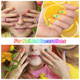 Acejoz nail art demo with fruit slices adding textured colorful accents