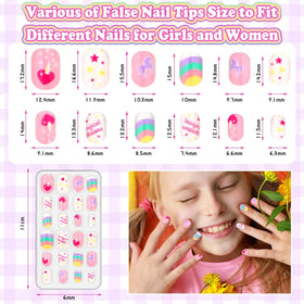 Acejoz close-up of patterned nail tips with unicorns and florals showcasing cute designs