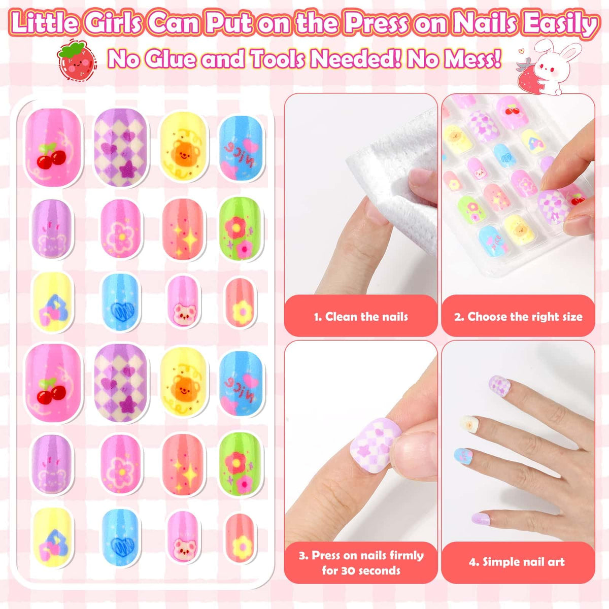 Acejoz nails on fingers for size comparison demonstrating fit range and scale